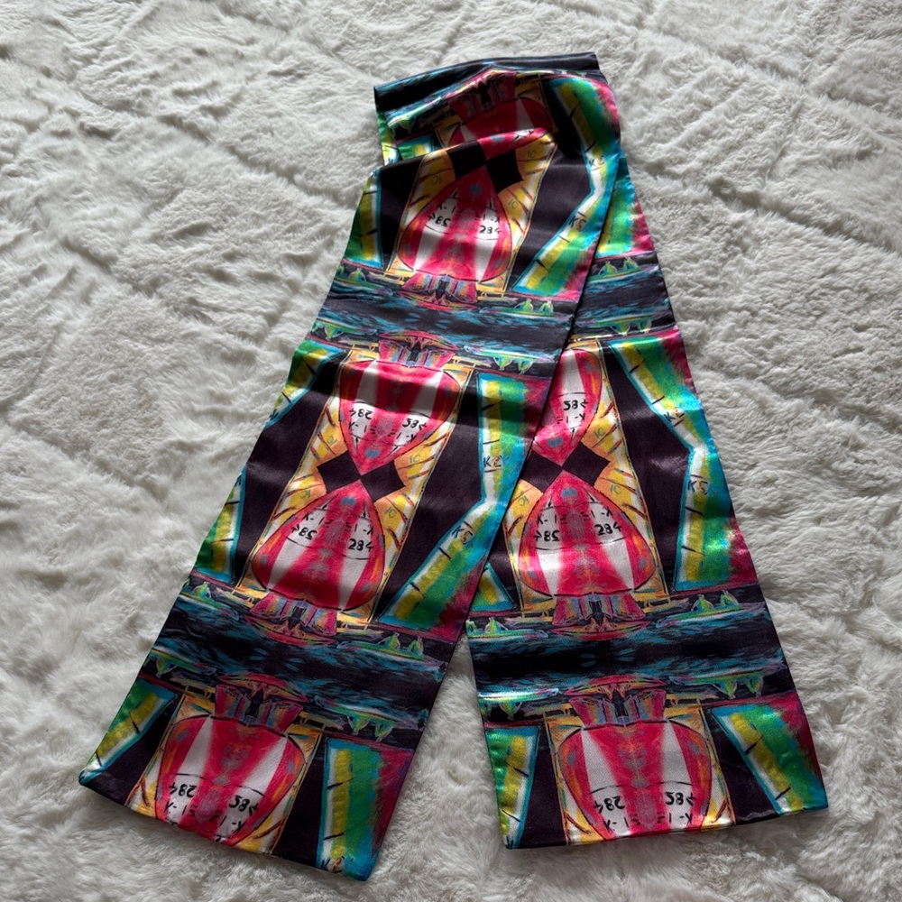 Colorful Hot Air Balloon Print Silk Scarf